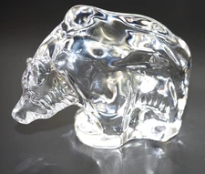 ORREFORS SIGNED CRYSTAL GRIZZLY BEAR FIGURINE