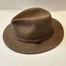 Vtg Borsalino Glen Fedora Hat Olive Green Fur Felt Leather Band Mens Sz 7
