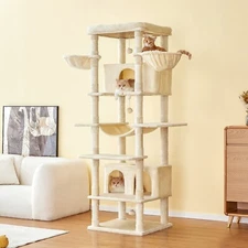 77.6'' Cat Tower for Large Cat Climbing Tree Condo Playing House Activity Center