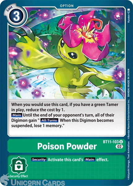 BT11-103 Poison Powder :: Uncommon :: BT11: Dimensional Phase :: Mint Digimon Ca