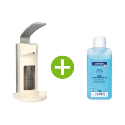 Medi-Inn Wandspender 500 ml Kunststoff mit Tropfschale + Bode Sterillium 500ml