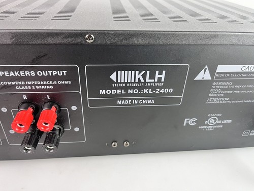 KLH Model KL-2400 Stereo Receiver Amplifier Black 400W Max - Works - Picture 8 of 10