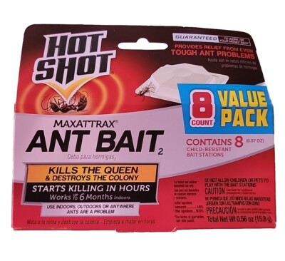 Hot Shot Best Ant Bait, Kills the Queen and Colony-Works for 6 months-Pack of 8