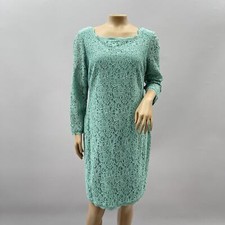 Adrianna Papell Dress Women 12 Turquoise Blue Lace Sheath Boat Neck Cocktail