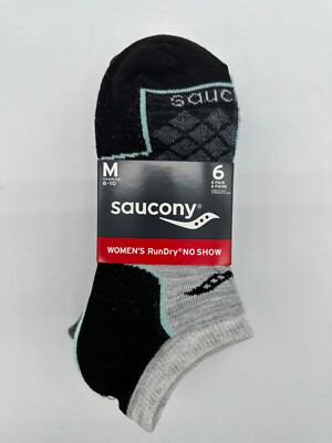 NEW 6 PAIR PACK WOMEN SAUCONY RUNDRY NO SHOW SIZE 6-10 ARCH SUPPORT MESH PANELS