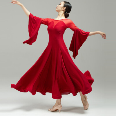 Latin Ballroom Dance Dress Modern Salsa Waltz Standard Long Dress#Q165 2  Colors | eBay