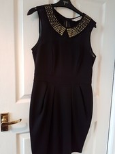 Dorothy Perkins Size 12 Little Black Dress With Gold Collar