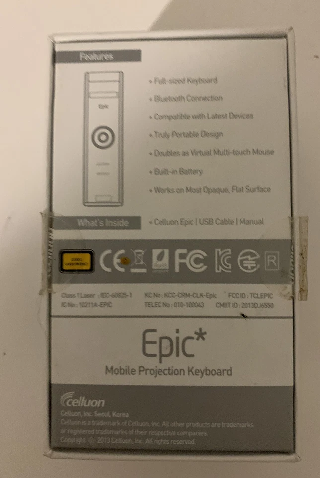 EPIC MOBILE PROJECTION KEYBOARD by Celluon - Open Box - Tested Works Great - Image 2 of 4