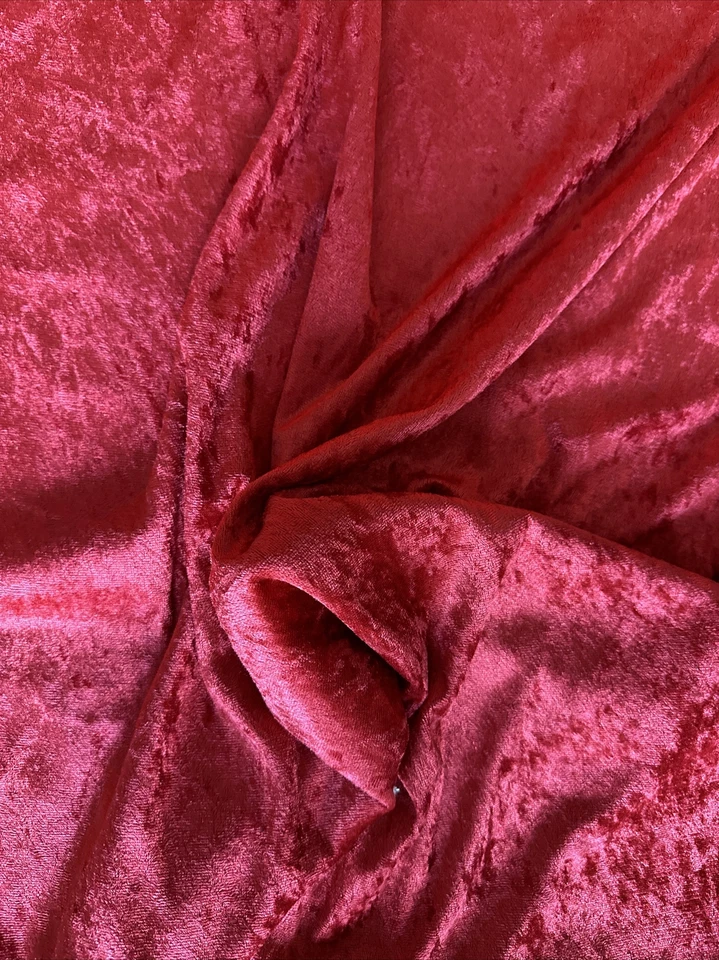 Vintage Crushed Red Velvet Velour Knit Fabric 64”x3yds - Image 4 of 4