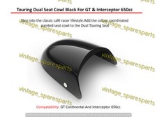 For Enfield Touring Dual Seat Black Cowl for GT & Interceptor 650 Exp.Ship