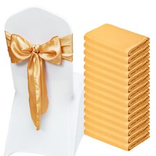 Uimoso 50PCS Gold Stretch Spandex Chair Sashes Elastic Bows Wedding Party Dining
