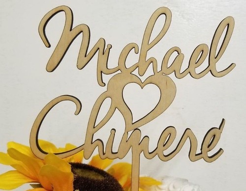 Wedding Cake Topper, Heart Cake Topper, Custom Personalized First name topper - Picture 2 of 7