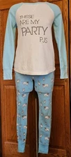 Women's 2pc Pajama Sleep Lounge Pants/Top Set - Xhilaration Blue Dogs Thermal S