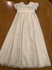 HANDMADE VINTAGE BABY WHITE satin BAPTISM CHRISTENING DRESS/GOWN 3-12 month