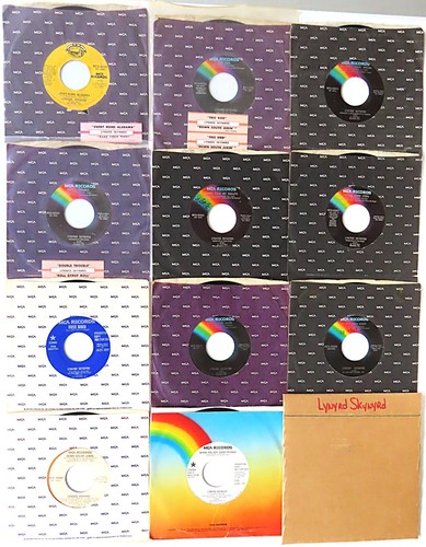 Lot of 135 Sleeved 45s from Record Collection - Box #52 - Classic Rock Bands L-R