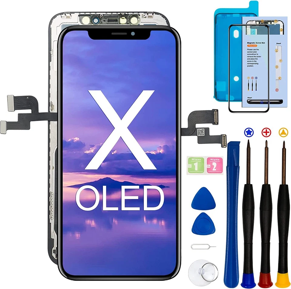 LMQ Display Set Für iPhone X OLED Full HD Bildschirm Ersatz Touch Screen Vormontiert