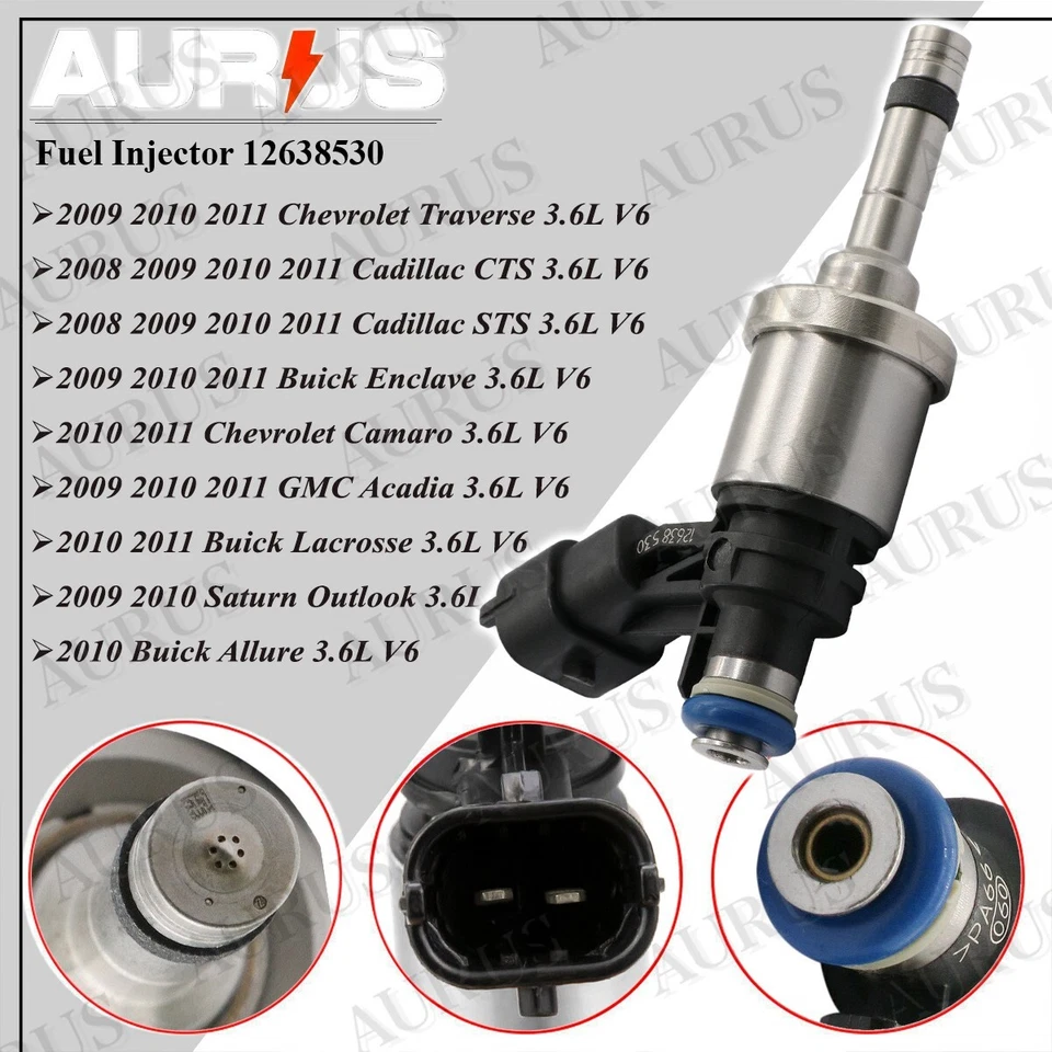 Inyectores de combustible X6 OEM AURUS NUEVOS para Buick Enclave 2009 2010 2011 3,6 L 12638530 Foto 2 de 4