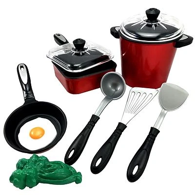 TIKTAKTOO 10tlg Spielküchenzubehör Kochset Kinder-Spielküche Topf Pfanne Puppenküche