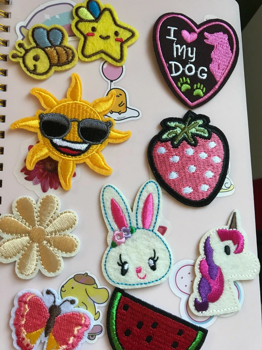 Cute Iron-On Patches (Bee, Star, Fruit, Unicorn, Bunny, Flower, Butterfly,  etc)