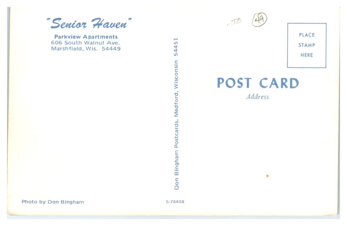 Senior Haven, Parkview Apartments, Marshfield, WI Postcard eBay