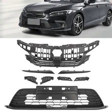 For Honda Civic 2022-2024 Front Bumper Upper & Lower Grille W/Eyelid Molding Set