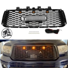 Front Grille For 2010 2011 2012 2013 Tundra TRD PRO W/LED Matte Black ABS