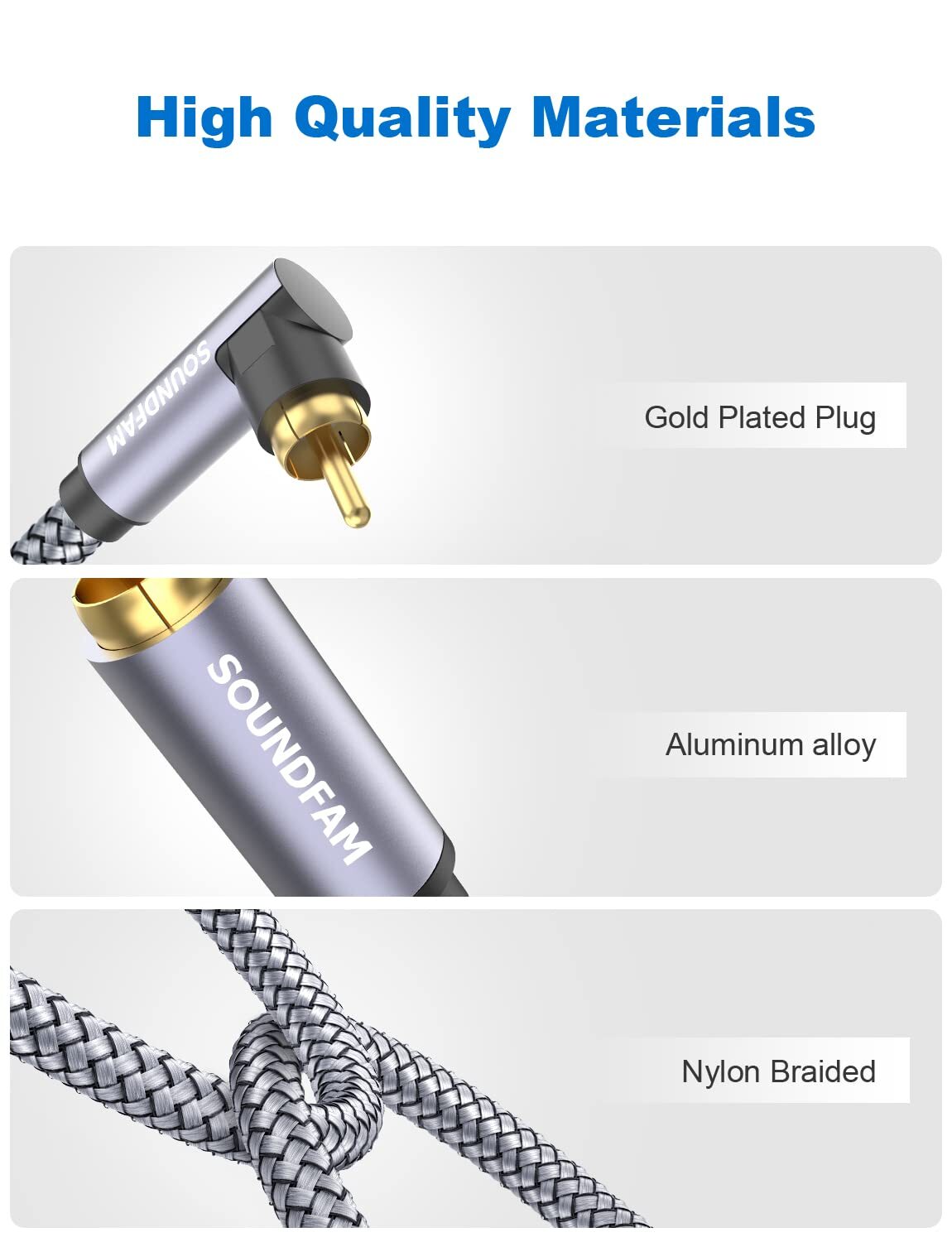 90 Degree RCA Cable 20ft/6MRight Angle Subwoofer Cable Male to Male for Subwo...