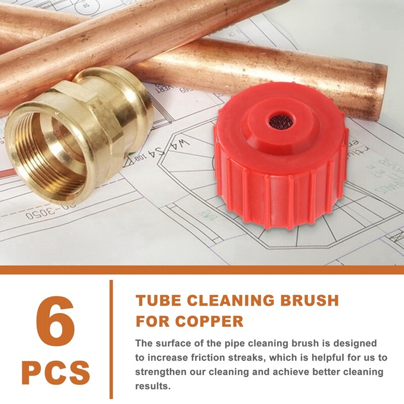 6 Pieces Copper Pipe Cleaners, Handy Sized Plumber, Tube Cleaning Brush