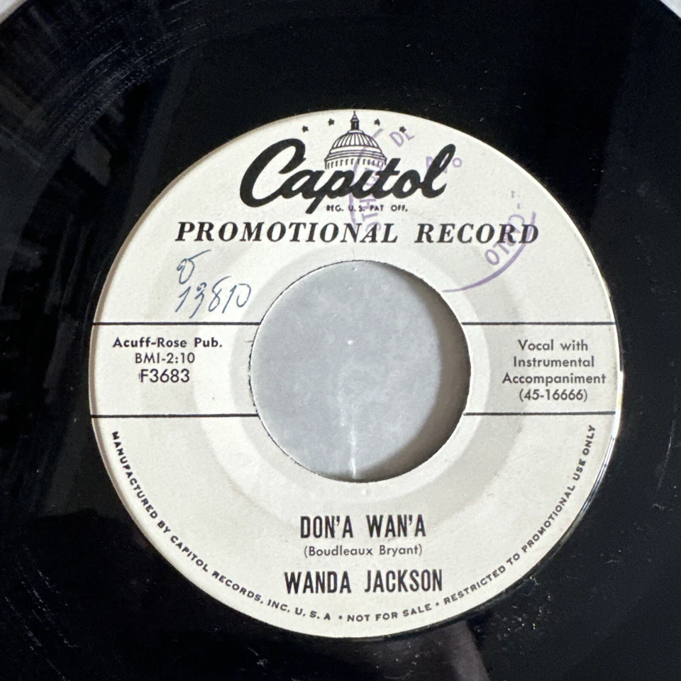 Wanda Jackson Let Me Explain/don’a Wan’a Single promo 1957 Us Press Rockabilly - Image 4 of 4