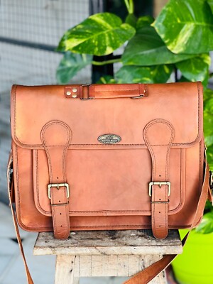 Financy Quality Leather Laptop Computer Bag/Satchel/Messenger Bag Brown 18x14x6''