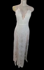 Sequin Maxi Sexy Dress White Size M (C2)
