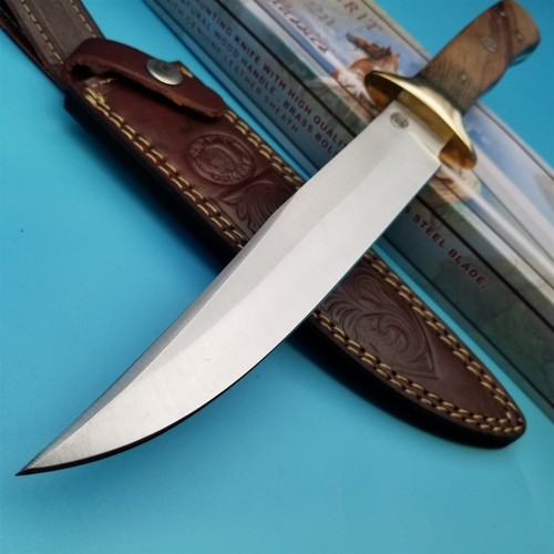 Chipaway Cutlery Fixed Blade Knife Bowie Wood Handle Leather Sheath 12.25" x7.5" - Picture 3 of 10