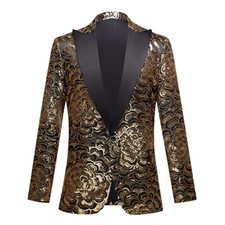 Veste Costume À Fleurs En Sequins Pour Hommes Avec Revers En Pointe