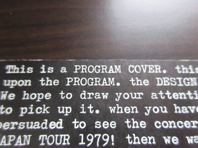 XTC 1979 Japan Tour Book Concert Program w Ticket P-Model Promo
