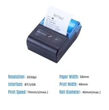 58mm,Mini Thermal Printer 2" Wireless Bluetooth USB Receipt Bill Ticket Printer