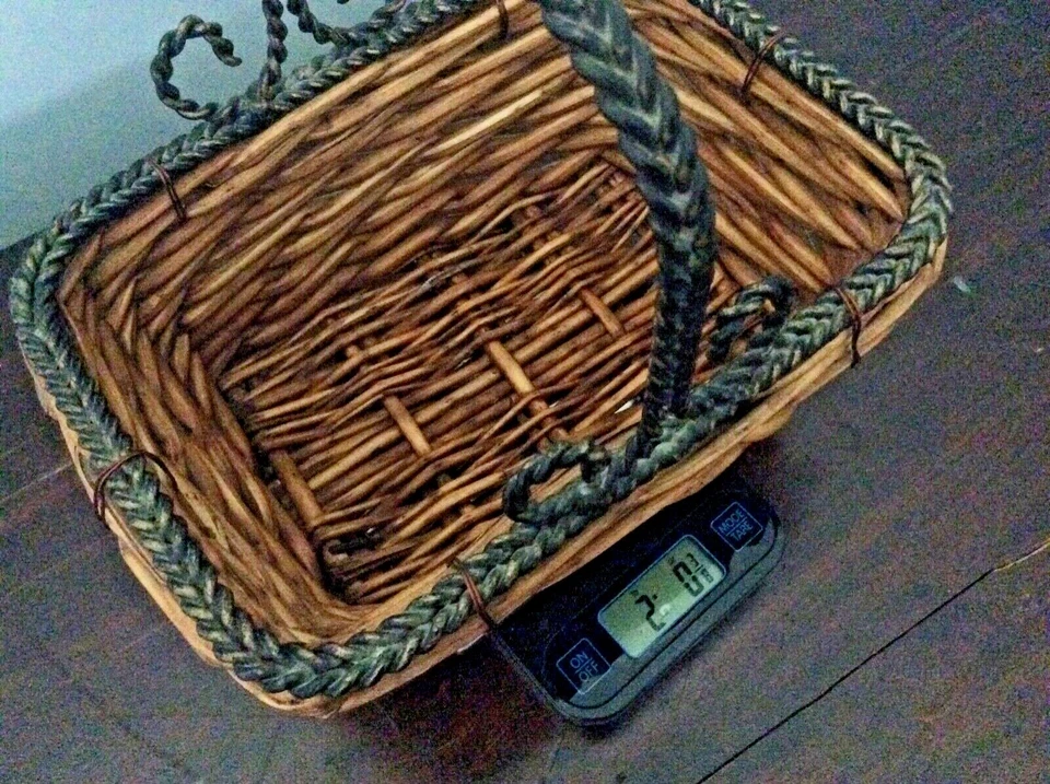 farm gathering egg fruit basket wrought iron metal ornate handle rustic deco VTG - Image 4 of 4