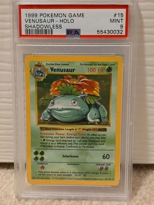 1999 POKEMON BASE SET SHADOWLESS VENUSAUR HOLO RARE PSA 9 MINT 15/102 WOTC #15 - Image 1 of 4