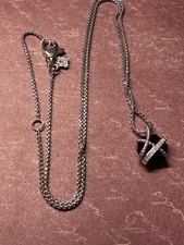 david yurman sterling silver cable wrap black onyx necklace 20"- 18"