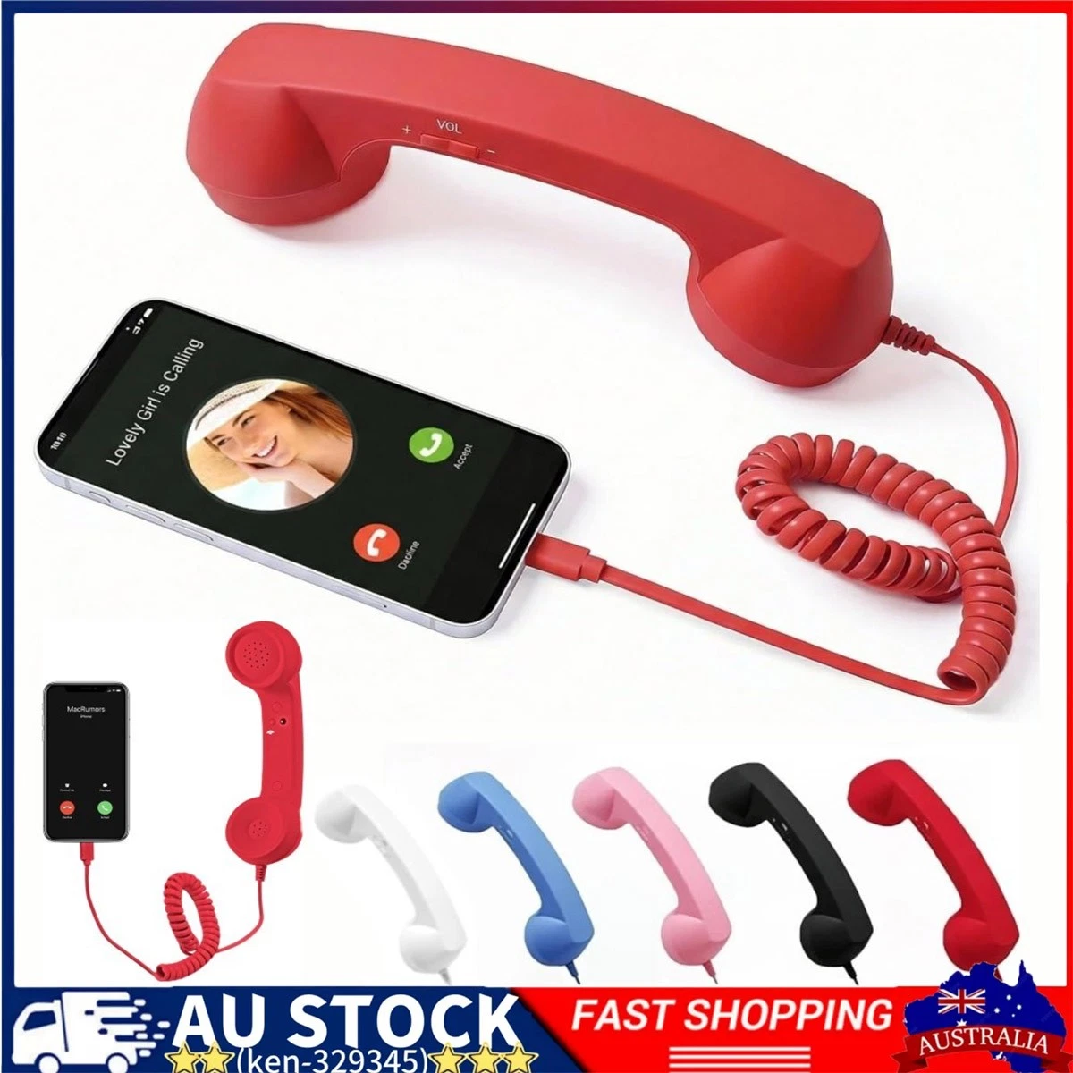 Retro Phone Handset,Retro Phone Handset for iPhone and Android,Type-C for Phones