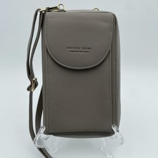 Forever Young Crossbody Taupe Small Shoulder Bag Zip Around Wallet Organizer