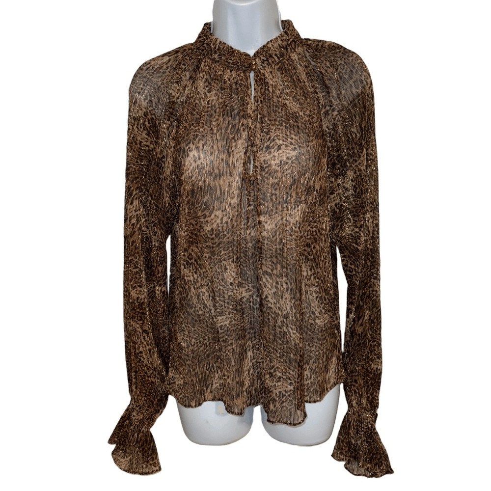 RAMY BROOK Animal Print Jolene Blouse Gold Threading NWT $325 Small thumbnail 2