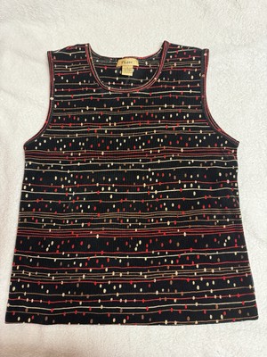 Vintage 90s Y2k Cache Crinkle Sleeveless Top Plisse Dotted Tank Size L