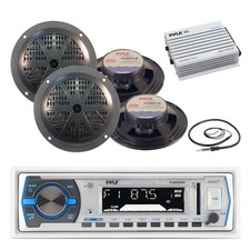 Pyle Bluetooth Marine Radio, 4x 5.25'' 100W Speakers, Bluetooth Amp, Antenna