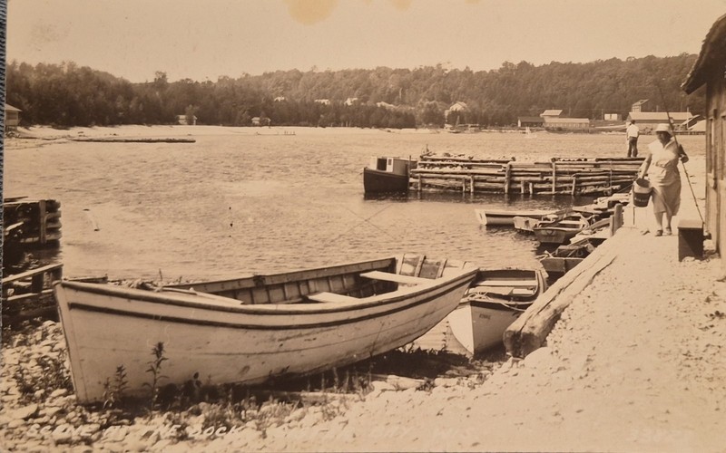 WIS RPPC Woman Fishing In Sister Bay Wisconsin Real Photo Postcard 1925-1942