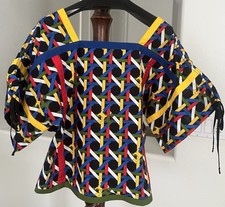 Tory Burch Women Basketweave Poplin Tunic /Multi Color Top Blouse