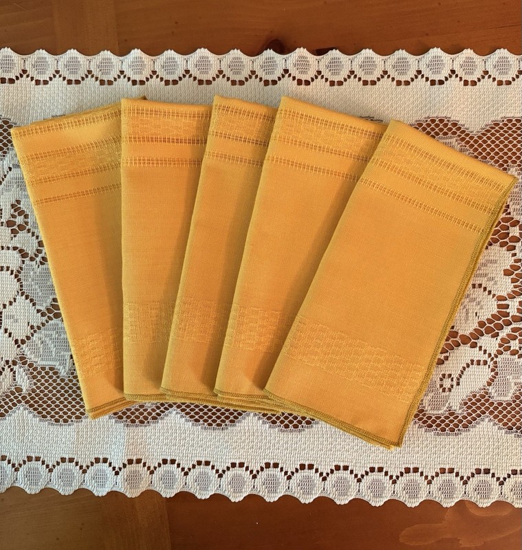 Harvest Gold Fabric Cloth Dinner Napkins Set of 5 All Occasion 17” X 16”