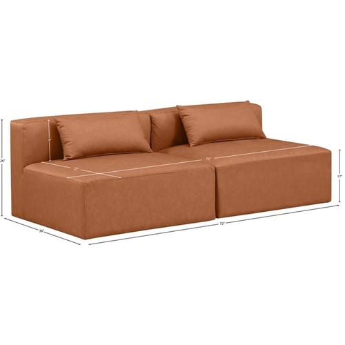 Meridian Furniture Cube Cognac Vegan Leather 2-Pc. Modular Sofa - Picture 8 of 8