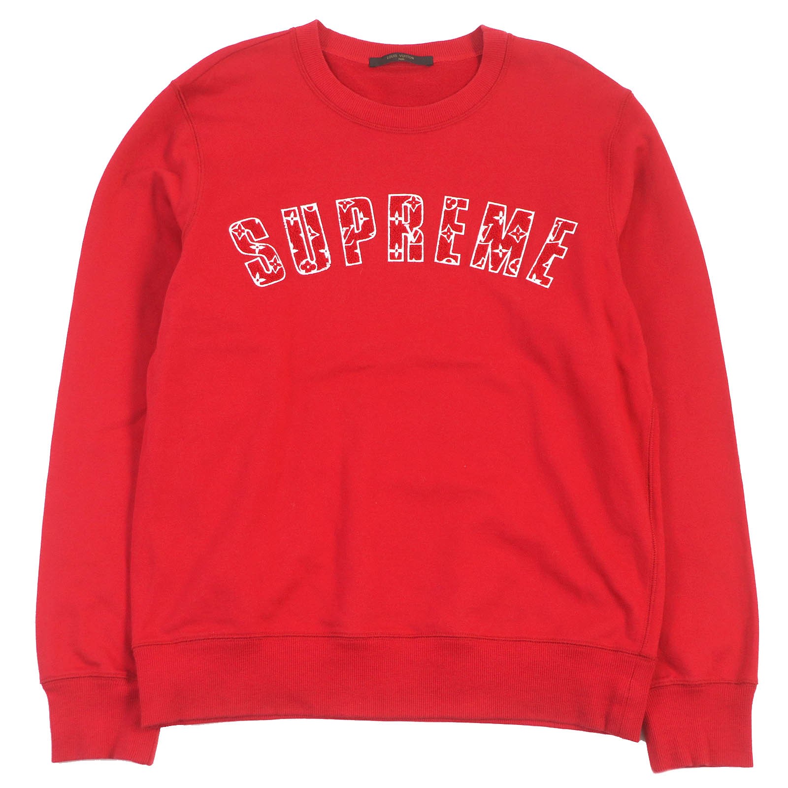 Great LOUIS VUITTON×Supreme sweat Monogram logo embroidery Red cotton mens ...