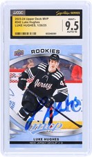 Luke Hughes New Jersey Devils Signed 2023-24 Upper Deck MVP #242 CGC 9.5/10 Card