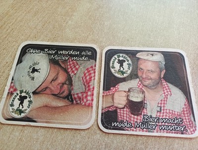 2 Bierdeckel ,Brauns Mühlenbier der Ölmühle Dörnthal